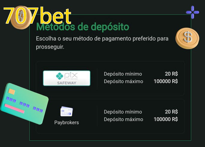 O cassino 707betbet oferece uma grande variedade de métodos de pagamento